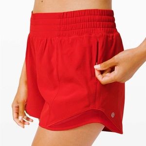Red Lululemon Hotty Hot shorts size 4, 4 inch, low-rise